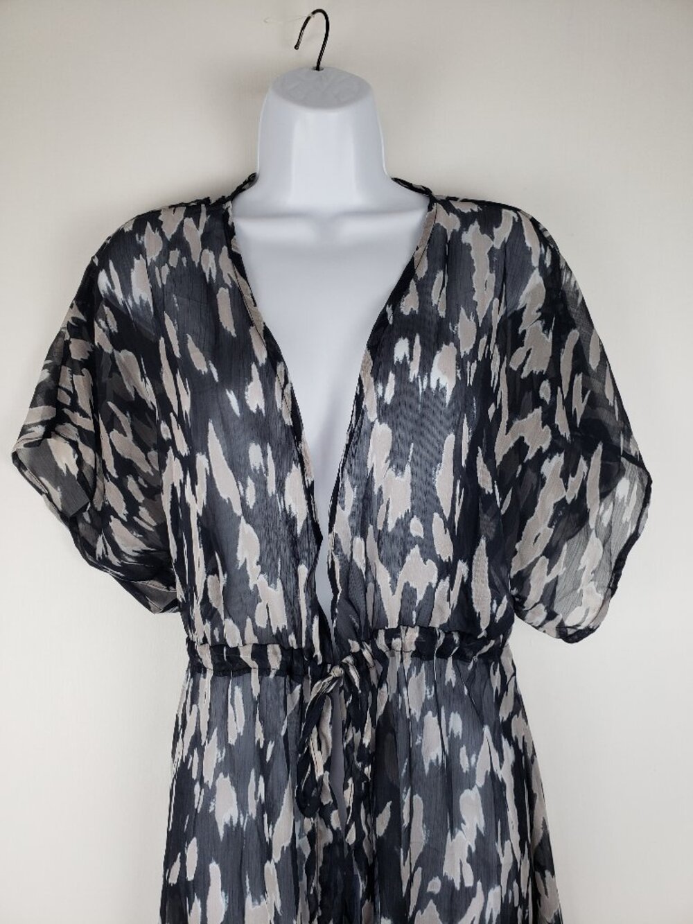 Cupshe Leopard Print Swim Cover-Up Kimono Sheer Open Front Maxi Womens Small - Picture 3 of 8